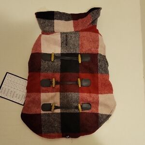 NWT: Hotel Doggy Plaid Melton Coat, Sherpa Lined